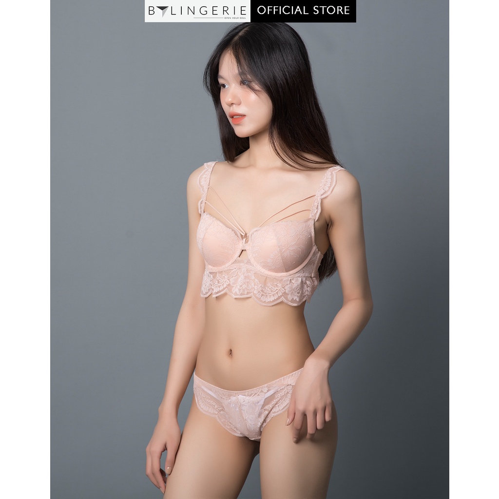 Bộ đồ lót ren nữ BY LINGERIE màu nude có gọng độn mút dày siêu nâng ngực B226 | BigBuy360 - bigbuy360.vn
