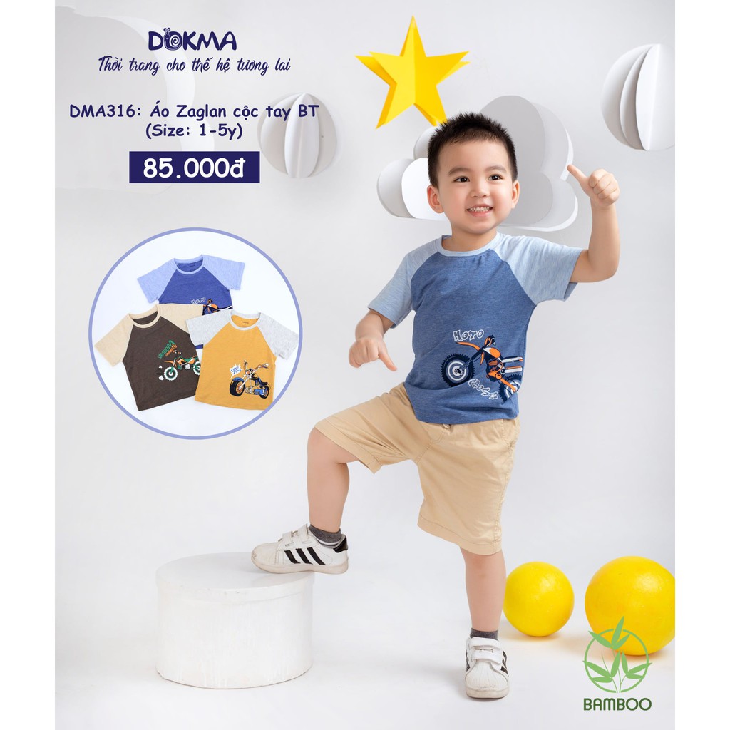 [Mã SKAMCLU7 giảm 10% cho đơn từ 0Đ] Áo cộc tay Dokma vải sợi tre cao cấp cho bé trai 1-5Y DMA316