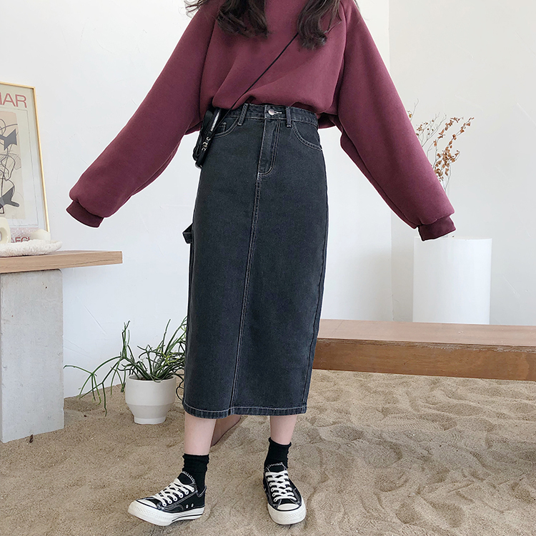 Chân Váy Denim Lưng Cao Xẻ Tà Xiaozhainv Phong Cách Hàn Quốc Cho Nữ | BigBuy360 - bigbuy360.vn