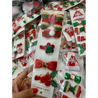 [ THANH LÝ HÀNG ] VỈ SÉT 5 KẸP TÓC NOEL CHO BÉ