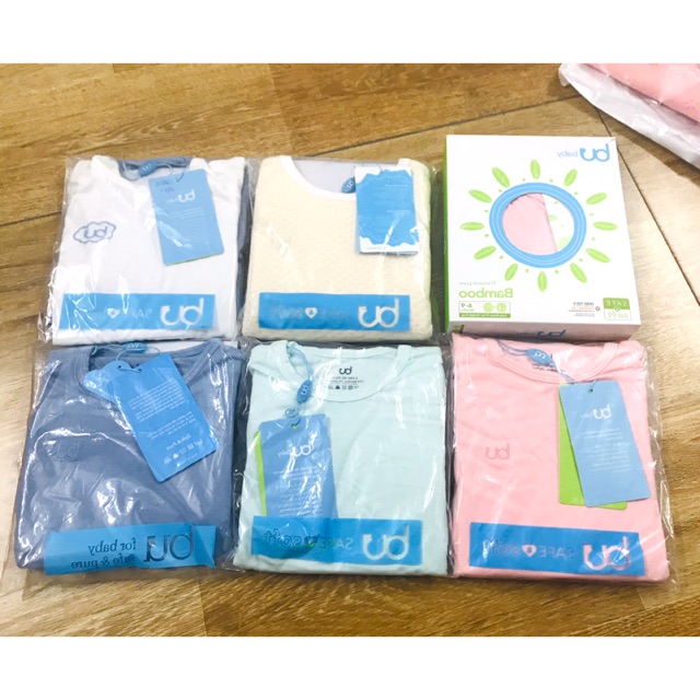 body dài cúc bấm kèm bao tay chân XANH BLUE