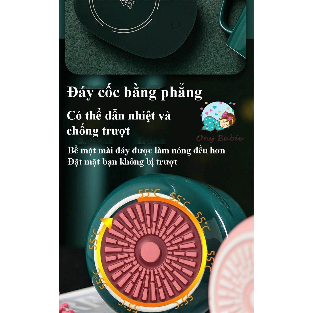 Ly cốc sứ uống trà cafe Lucky ,có nắp kèm thìa vàng ONGBABIE.SHOP