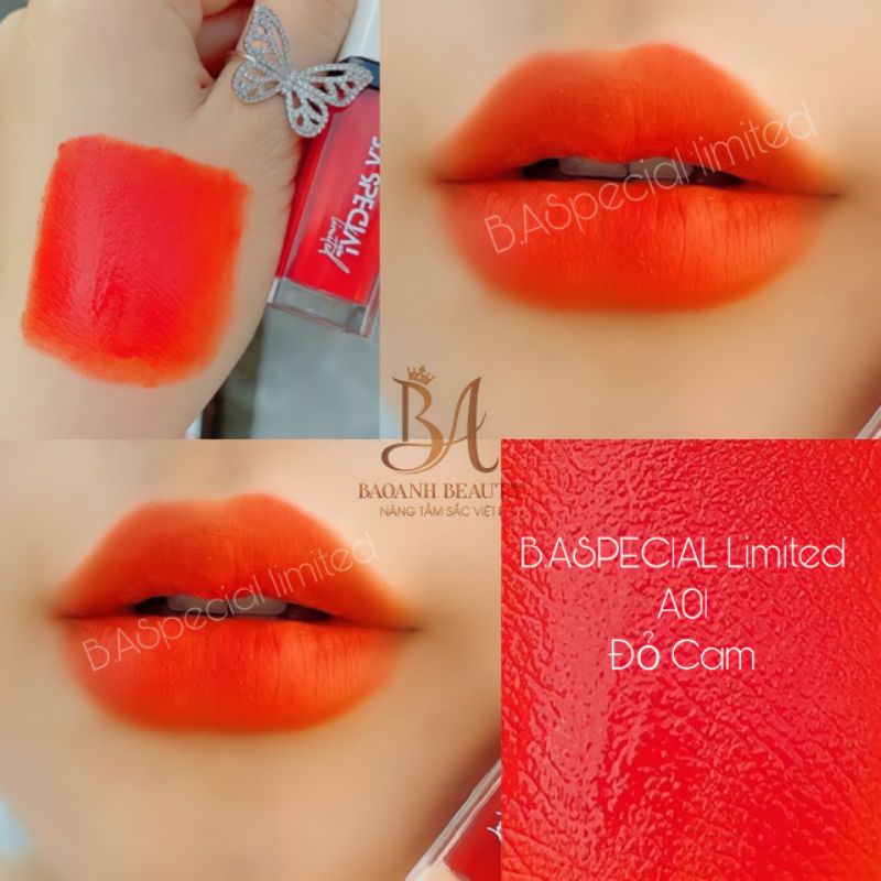 [ Đỏ cam - A01 ] Son hữu cơ không chì B.A Special màu son quốc dân