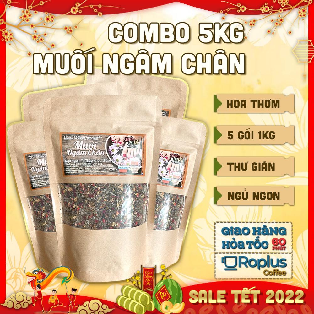 Combo 5kg muối ngâm chân thảo mộc, hoa thơm Đà Lạt 1893 dùng cho gia đình, spa