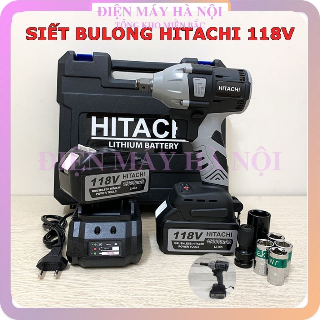 Máy khoan bắn bắt siết bulong ốc vít Không chổi than cầm tay mini- Pin 10 Cell HITACHI 118V