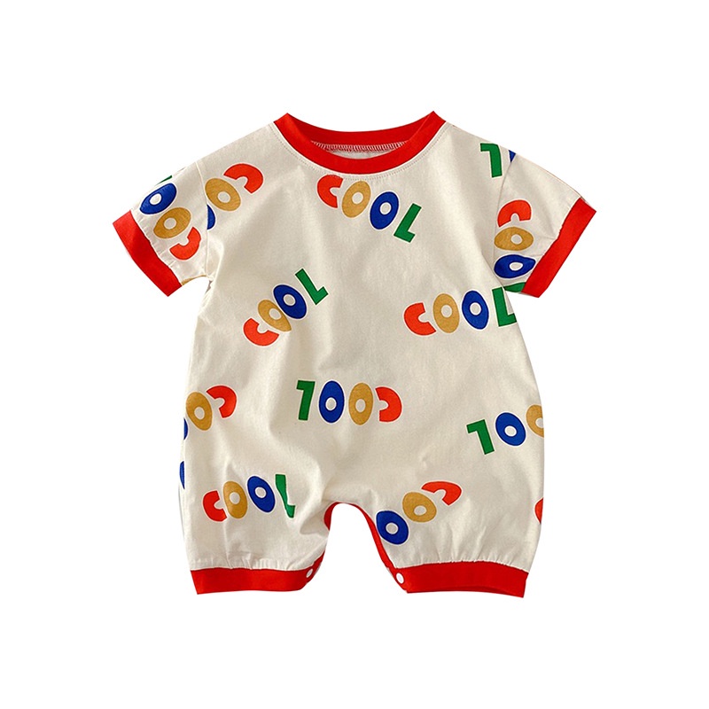 Áo Liền Quần Ngắn Tay In Hình Hoạt Hình Giản Dị Thời Trang Mùa Hè Dành Cho Trẻ Nhỏ Mới Sinh