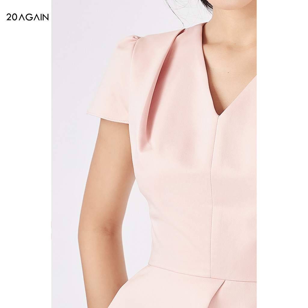 Áo sơ mi nữ peplum 20AGAIN, áo sơ mi công sở thiết kế cổ V thanh lịch, sang trọng ASA1521 | BigBuy360 - bigbuy360.vn