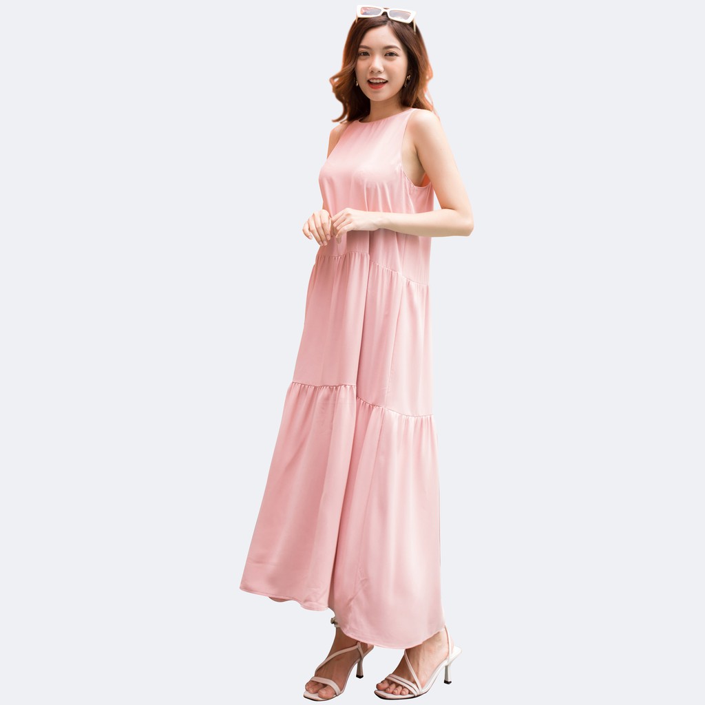 Đầm Maxi Nữ Vải Lụa Trơn 4 Màu 46-64 kg - MEEJENA - 3393 | BigBuy360 - bigbuy360.vn