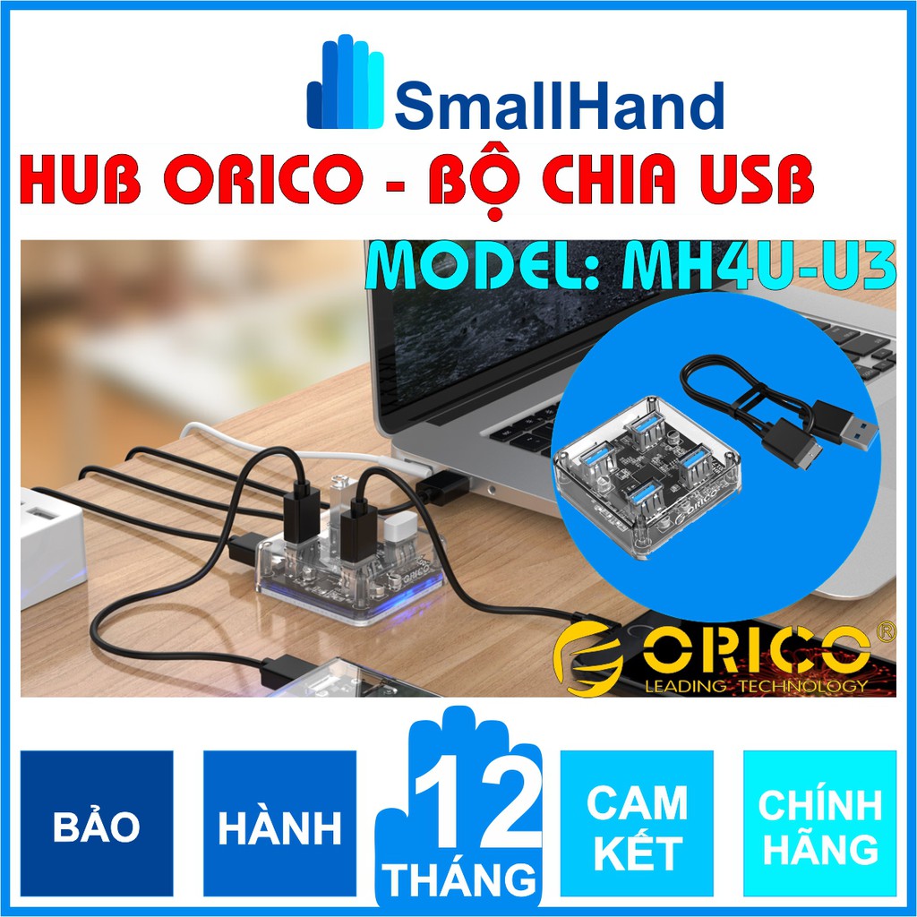 Bộ chia 4 cổng USB 3.0 – Hub Orico MH4U-U3 – Trong suốt – Chính Hãng – Bảo hành 12 tháng – USB3.0 Four – Port Hub