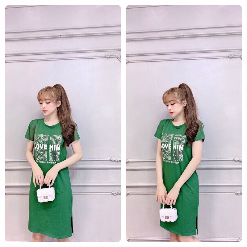 Đầm suông form dài xẻ tà (thun Thái bao đẹp) | BigBuy360 - bigbuy360.vn