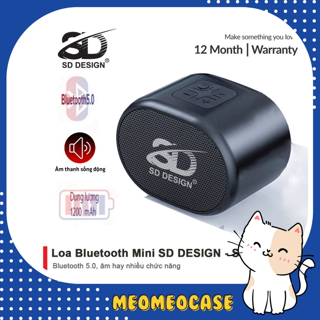 Loa Bluetooth Mini Không Dây S12 Chính Hãng SD-Design Hỗ Trợ Cắm Thẻ Nhớ Và USB Nghe Nhạc, Âm Thanh chuẩn – Meomeo Case