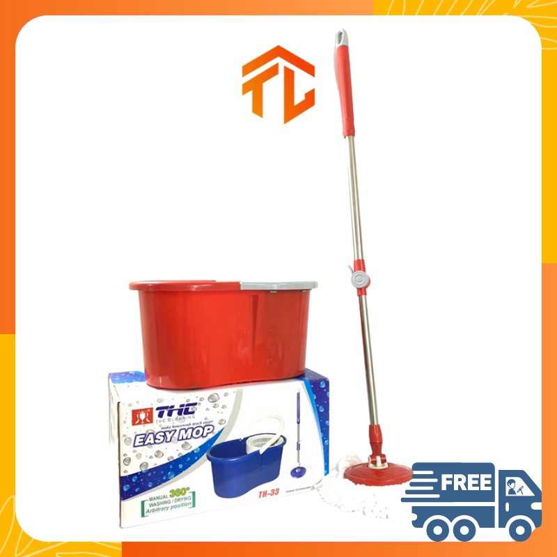 Bộ thùng cây lau nhà thông minh 360 độ tự vắt Easy Mop Model TLH33 - cây lau inox bàn xoay nhựa
