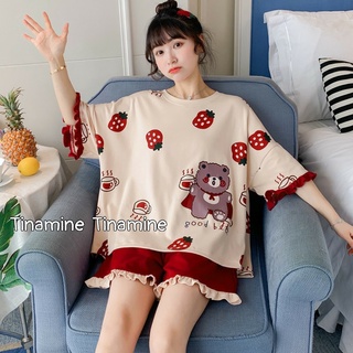 Đồ Bộ Nữ chất cotton với thiết kế họa tiết hoạt hình siêu kute mềm mát mùa hè BC09  (Bầu bí nhỏ bon chen)