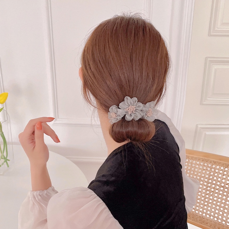 Thanh kẹp tóc búi tóc gắn bông hoa thời trang nữ