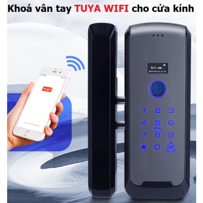 Khoá vân tay cao cấp cho cửa kính cường lực App TUYA WIFI KG-K003