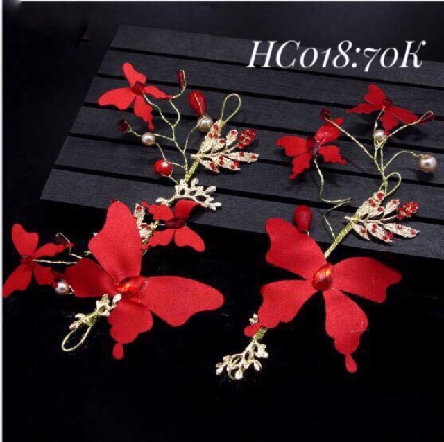 ĐÔI KẸP BƯỚM ĐỎ (mẫu cài HC044)