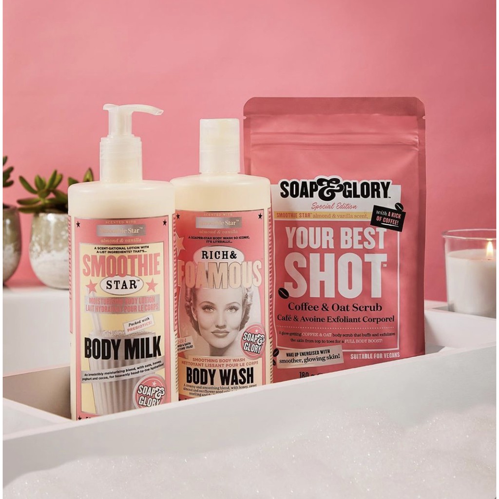 Tẩy da chết body cafe và yến mạch Soap & Glory Your Best Shot Coffee & Oat Scrub 180g | BigBuy360 - bigbuy360.vn