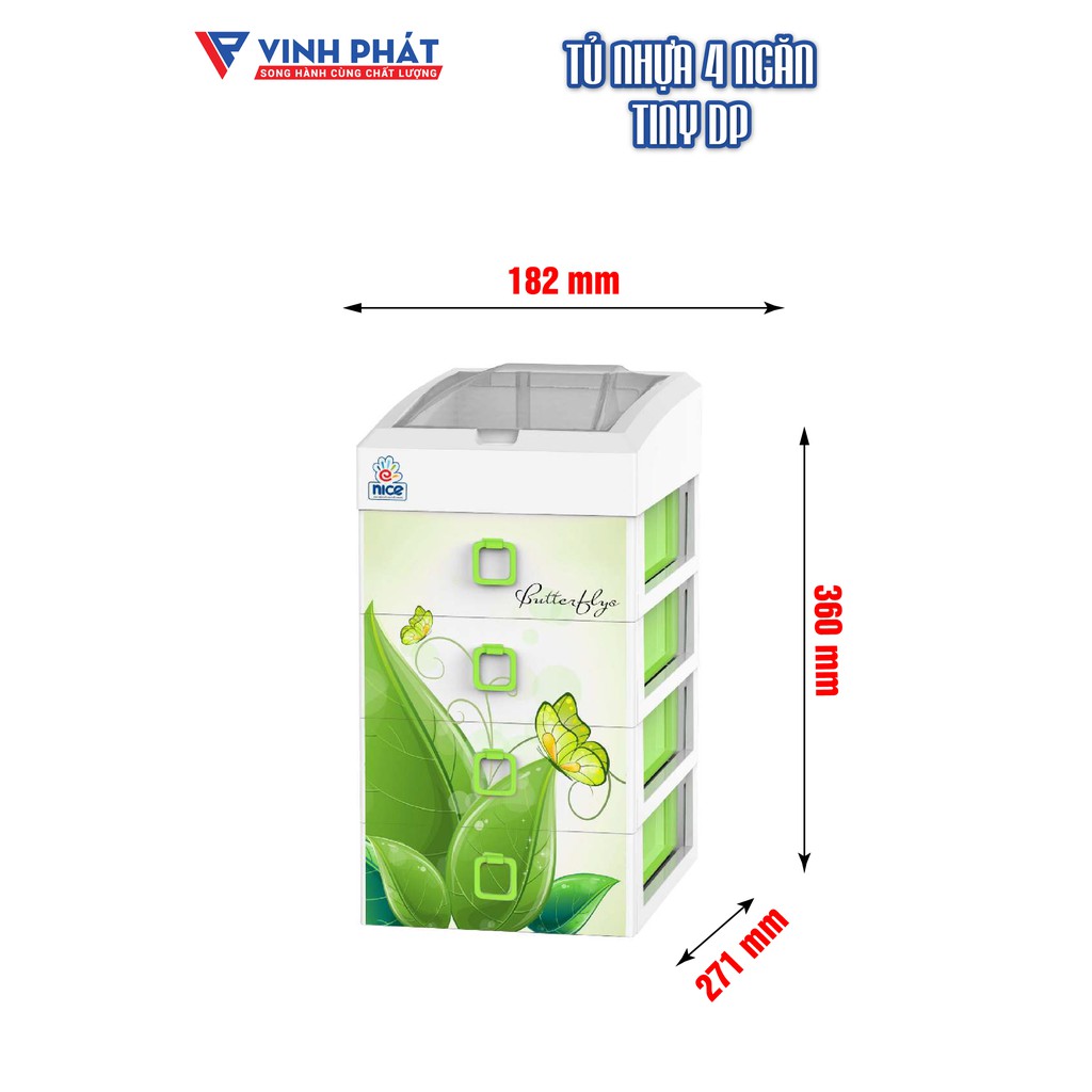 TỦ NHỰA TYNY 4 NGĂN ĐẠI ĐÔNG TIẾN [BUTTERFLIES T1622]