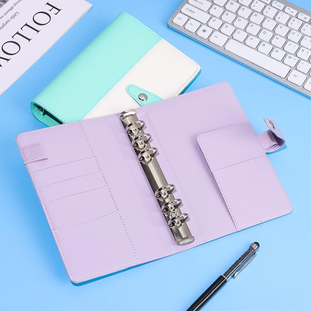 CHOOKEY Bìa Đựng Tài Liệu Khổ A6 6 Lỗ Họa Tiết Chiếc Lá Màu Sắc Xinh Xắn Kèm Khóa Cài Tiện Dụng