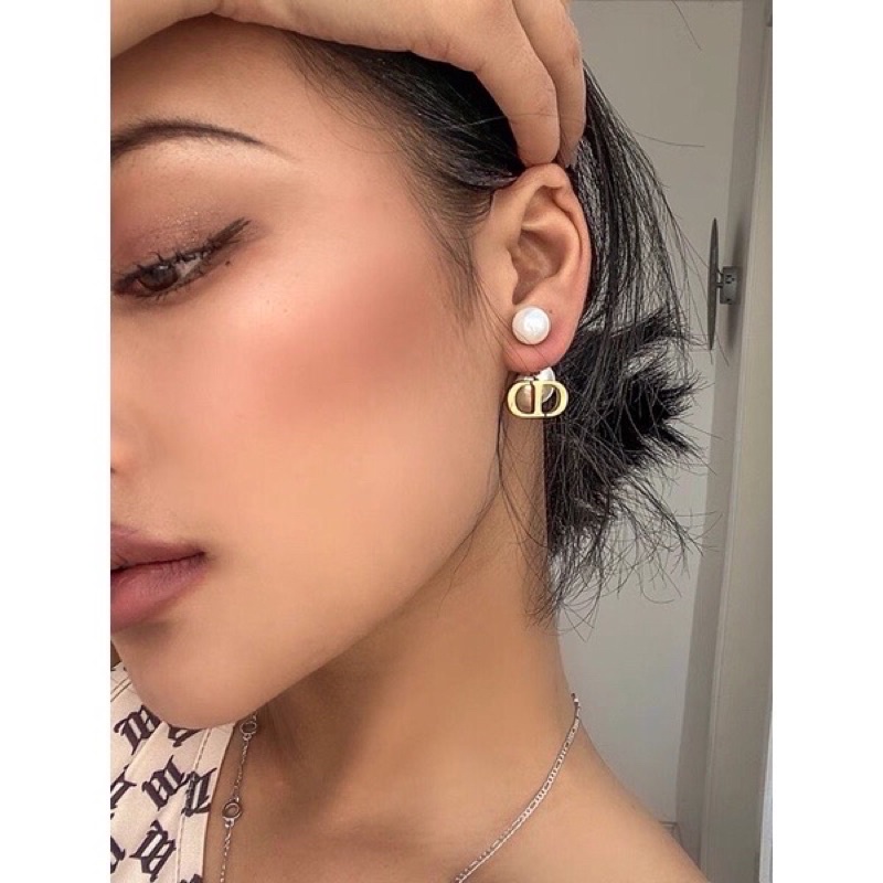 Bông tai Dio bạc ta,Bông tai bạc nữ Dio chất liệu bạc ta hạt ngọc nhân tạo-Minh Tâm Jewelry