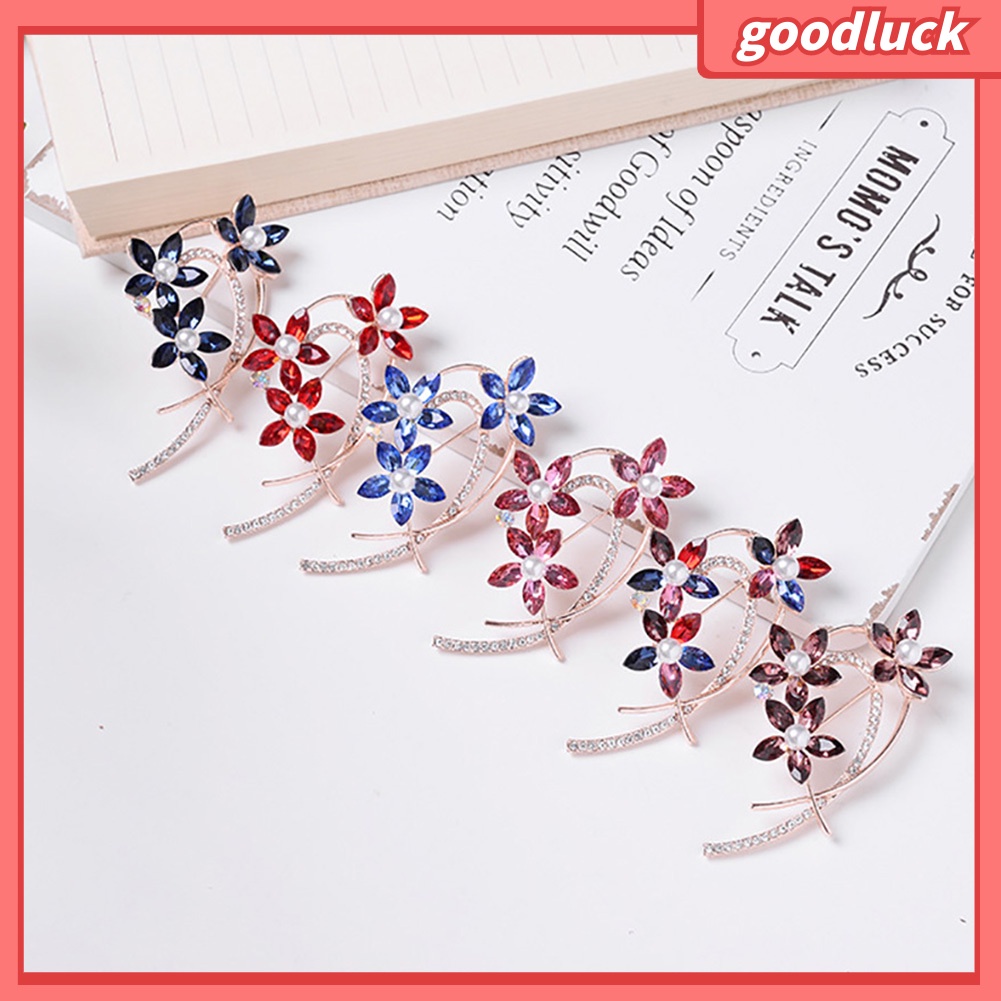 Trâm Cài Áo Hình Hoa Đính Đá Và Ngọc Trai Nhân Tạo Thời Trang