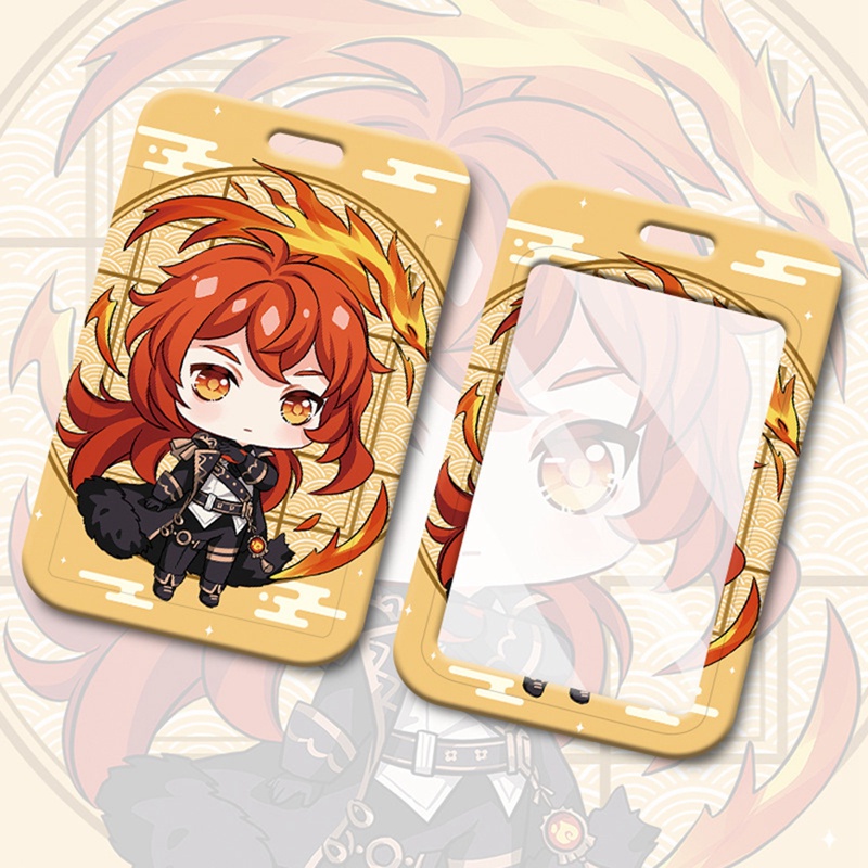 Bao Đựng Thẻ Id / Xe Bus Màu Hổ Phách Zhongli Albedo Có Dây Đeo Mặt Dây Chuyền Cho Học Sinh Nam Và Nữ Genshin Va