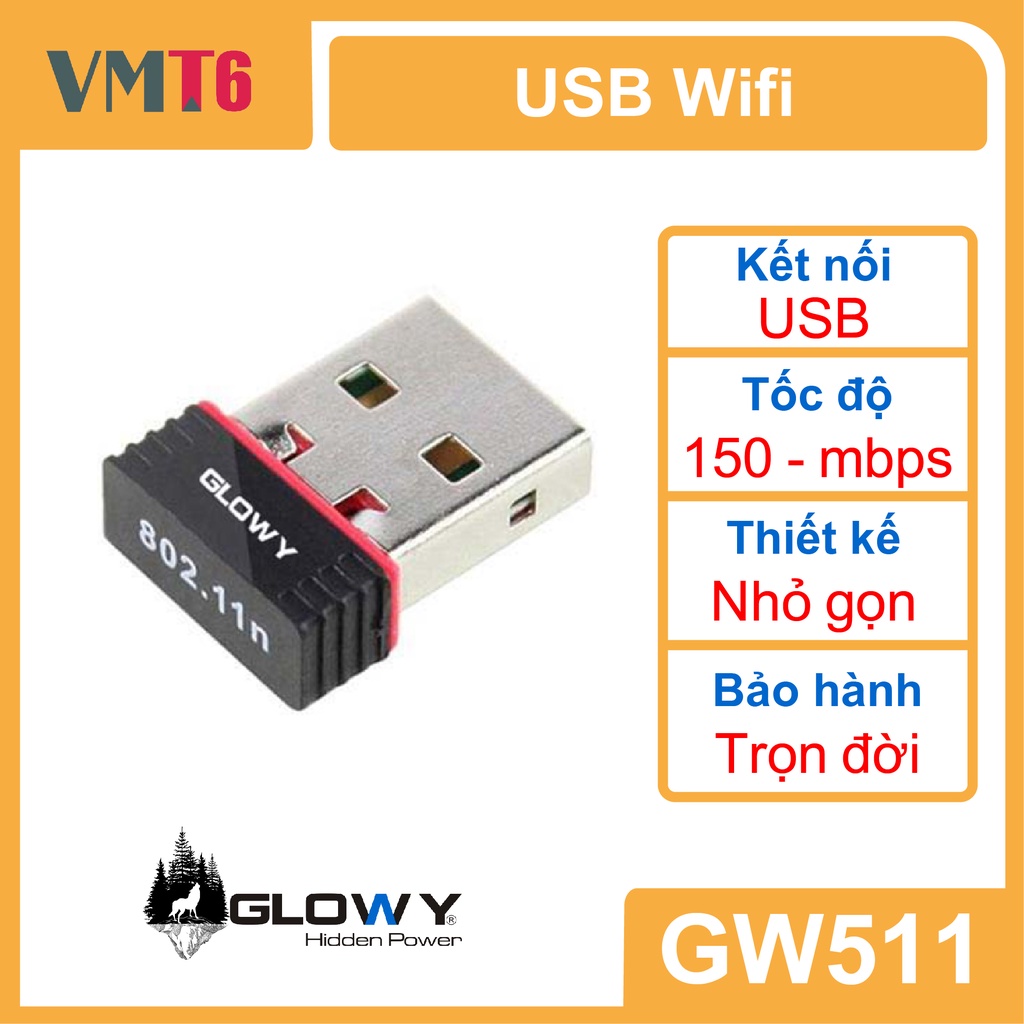 Bộ thu Wifi 150mbps _ USB Wifi Gloway GW511 _ Bảo hành trọn đời thumbnail