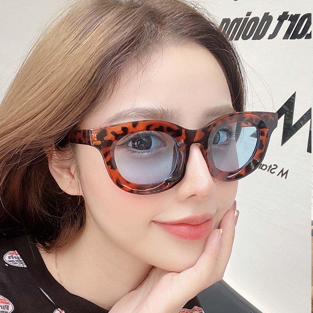 Kính Râm Tròng Tròn Họa Tiết Da Báo Màu Xanh Lá / Đen Phong Cách Âu Mỹ Cá Tính Cho Nam Và Nữ