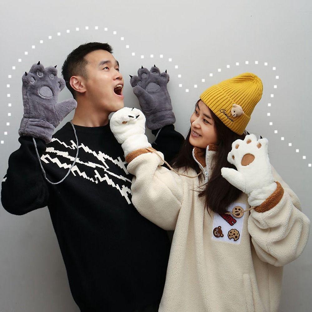 Găng Tay Giữ Ấm Mùa Đông Hình Móng Vuốt Gấu Lấp Lánh Dễ Thương Đơn Giản Dành Cho Nữ