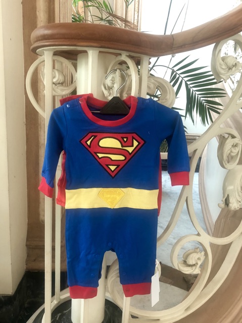 Bộ Áo Liền Quần Vải Cotton Họa Tiết Siêu Anh Hùng Superman Cá Tính Cho Bé Trai (Mxm1924)