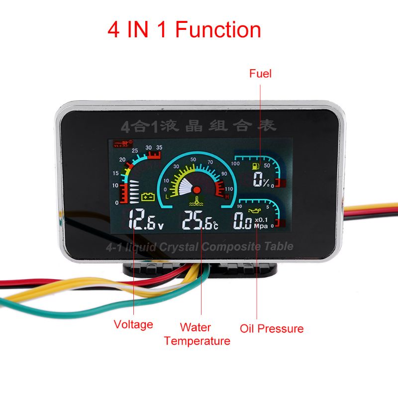 Hình ảnh Đồng hồ đo áp suất dầu 4 trong 1 màn hình LCD 12-24V cho xe hơi
 #8