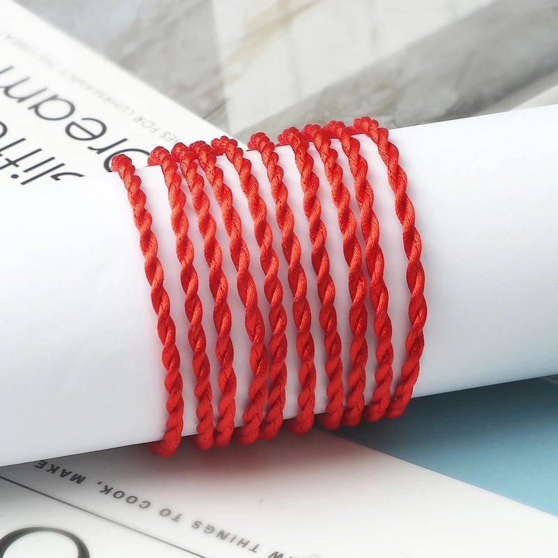 Set 10 Vòng Tay Dây Bện Màu Đỏ / Đen May Mắn Dành Cho Cặp Đôi