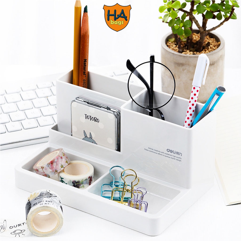 Khay đựng bút để bàn HABAGS nhiều ngăn để đồ dùng học tập, văn phòng phẩm HB1002