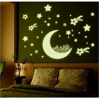 (Xuất Nhật) Decal trang trí tường - Trăng Thành Phố - DẠ QUANG