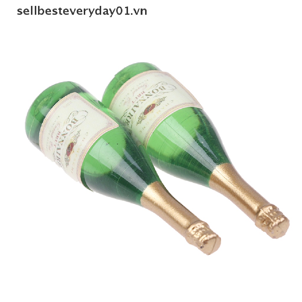 Set 2 Chai Rượu Champagne Mini Tỉ Lệ 1 / 12 Dùng Để Trang Trí Nhà Búp Bê