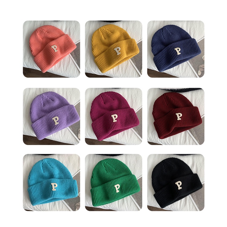 Nón len giữ ấm in chữ phong cách Hàn Quốc thời trang cho nữ