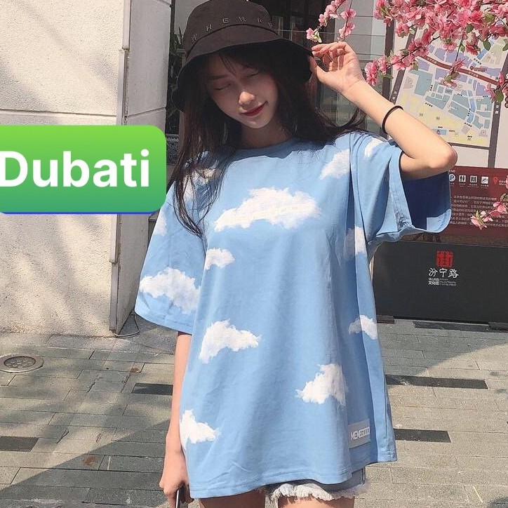 ÁO THUN HỌA TIẾT NGỰA MÂY TRỜI, ÁO THUN NAM NỮ TAY LỠ FROM RỘNG- DUBATI FASHION