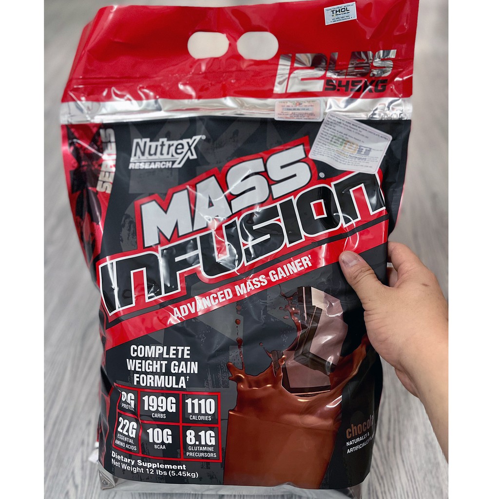 Sữa tăng cân tăng cơ Mass Infusion của Nutrex hương Chocolate bịch lớn 5.45kg - Hàng BBT