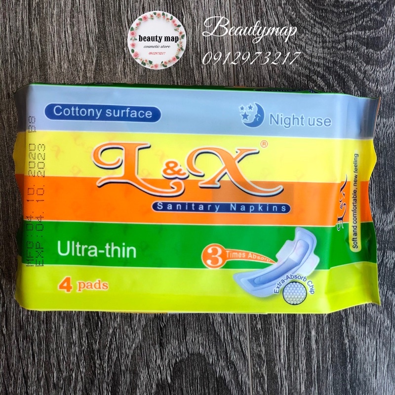 Băng vệ sinh ban đêm có cánh L&amp;X 04 (4 miếng)