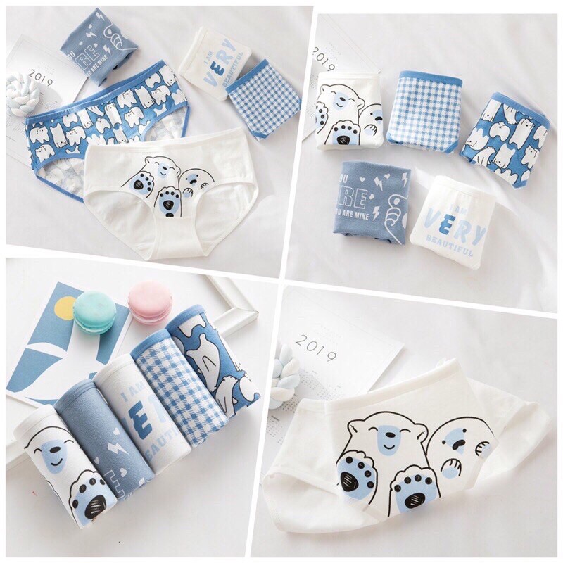 SET 5 quần lót cotton in hoa hoạ tiết siêu dễ thương