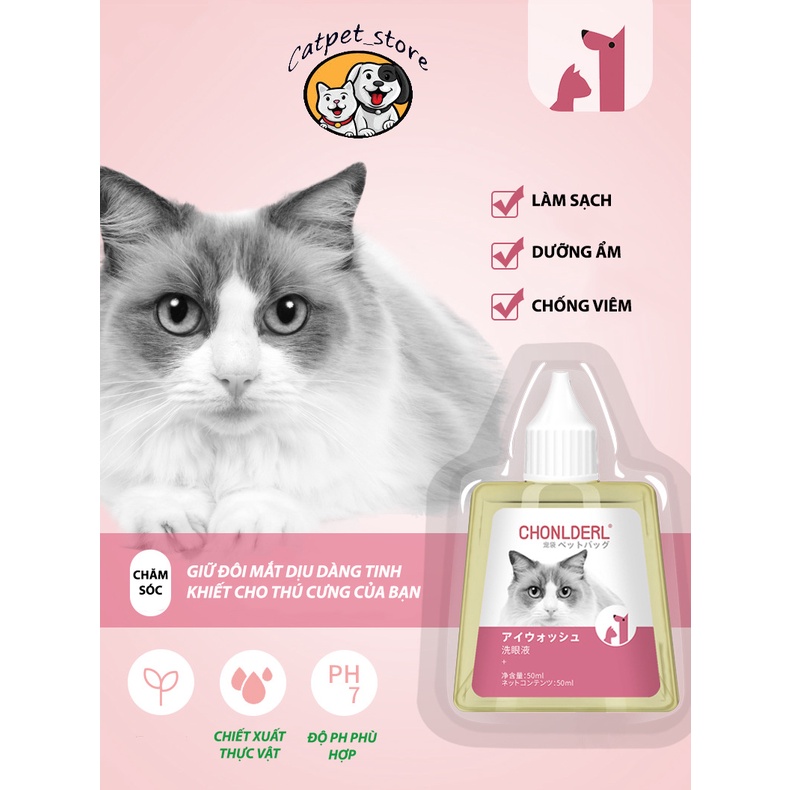 Nhỏ mắt chó mèo, làm sạch cân bằng tuyến lệ cho thú cưng