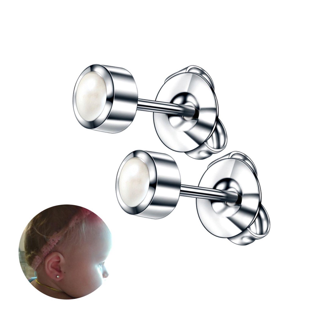 BORAG 1 Đôi Bông Tai Pha Lê 4mm Màu Vàng / Bạc Chống Nhạy Cảm
