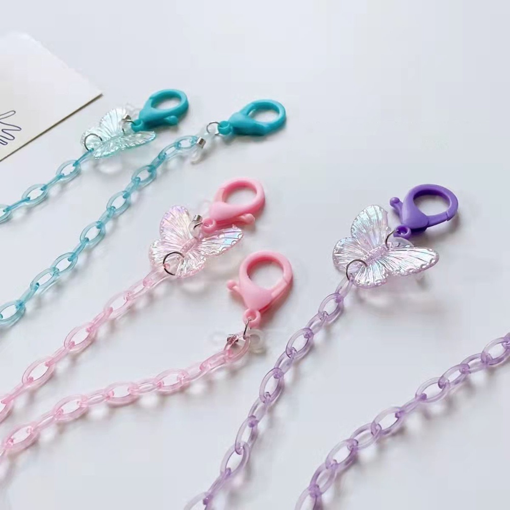 Dây Đeo Mắt Kính Nối Dài Bằng Acrylic Trong Suốt Hình Bướm 55CM Chống Trượt