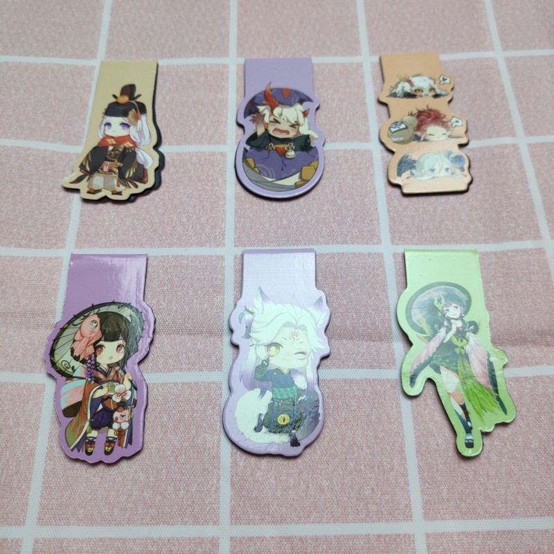 ( Ngẫu nhiên ) Lẻ tấm bookmark nam châm in hình anime chibi đánh dấu sách tiện lợi xinh xắn