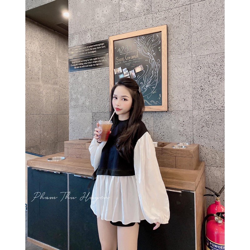 [Áo Kiểu] ÁO BBDOLL THUN ZIP MIX VOAN TRẮNG✨ ẢNH THẬT | BigBuy360 - bigbuy360.vn