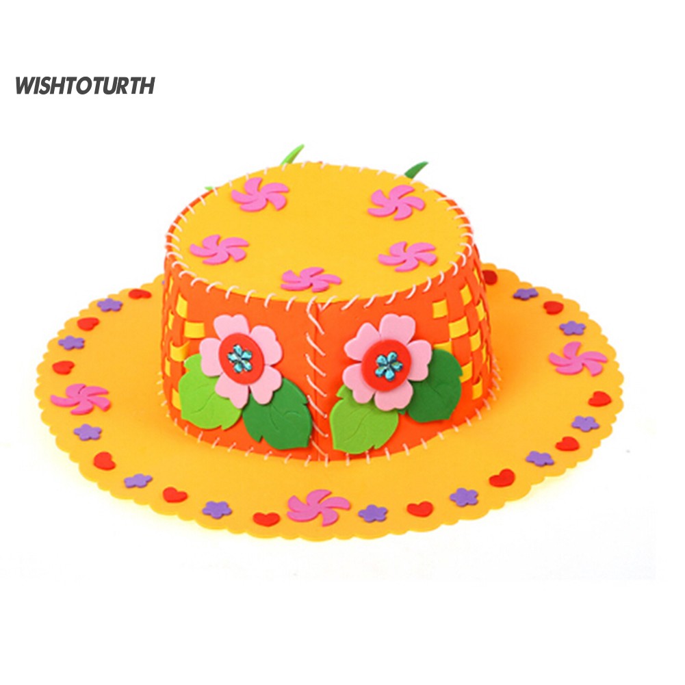 ☼WT 3D Puzzle DIY Handmade EVA Hat Children Art Craft Birthday Gift Educational Toy