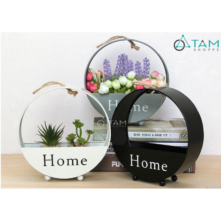 Chậu hoa treo tường bằng thiếc chữ Home Vintage số 11