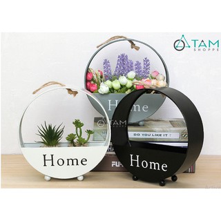 Chậu hoa treo tường bằng thiếc chữ Home Vintage TAN