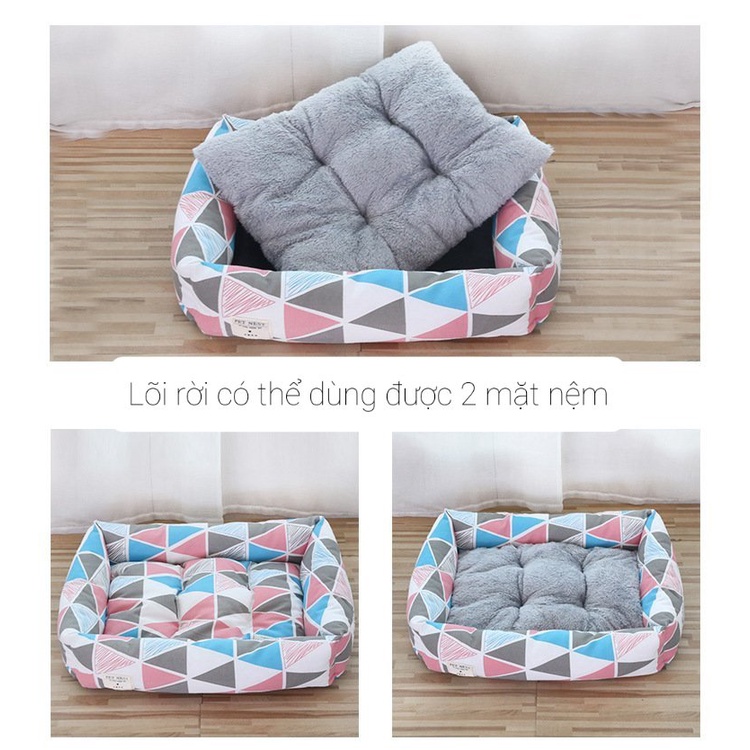 Đệm ấm lót lông cho thú cưng, chó mèo - Lõi rời dùng được 2 mặt