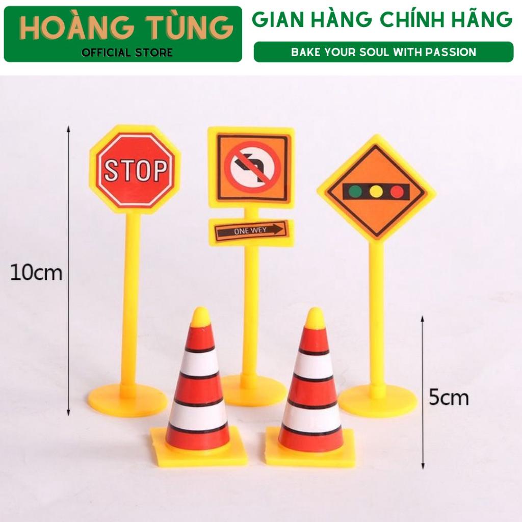 Set 5 biển báo trang trí bánh, mô hình biển báo giao thông